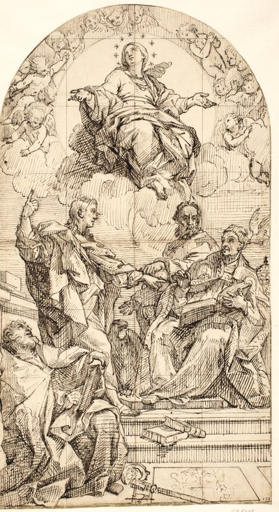 The Immaculate Conception with Sts John the Evangelist, Gregory the Great, John Chrysostom and Augustine by after Carlo Maratti