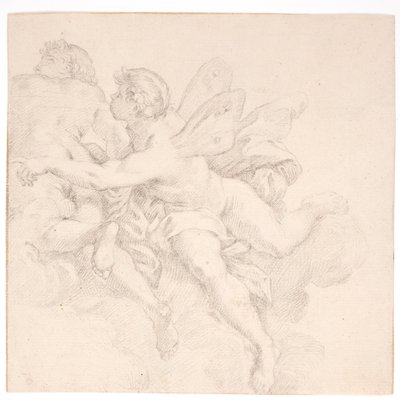 Two Figures in the Clouds, One Possibly an Allegory of Wind by after Carlo Maratti