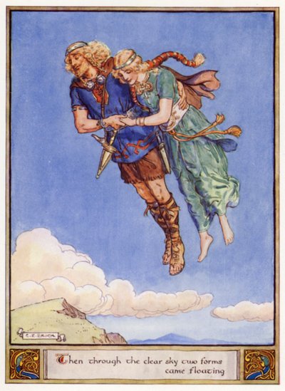 Then through the clear sky two forms came floating by after Charles Edmund Brock
