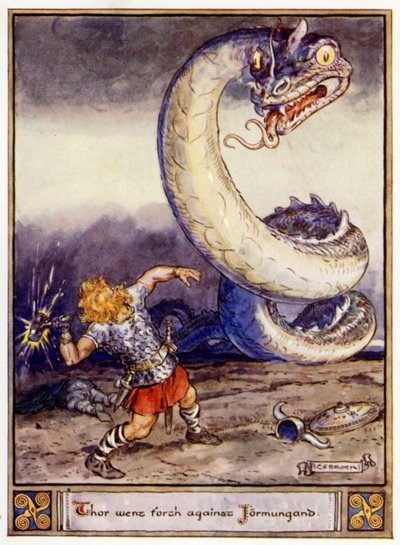 Thor Went Forth Against Jormungand by after Charles Edmund Brock