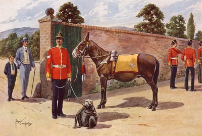 The Pet Mule and Monkey of the Middlesex Regiment by after Edgar Alfred Holloway