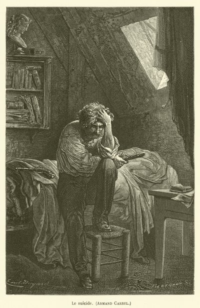 The Suicide, Armand Carrel by after Emile Antoine Bayard