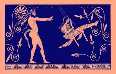 Silen Swinging Maiden, illustration from Greek Vase Paintings by J. E. Harrison and D. S. MacColl, published 1894 by after English School