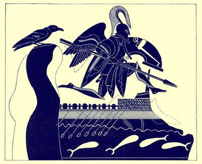 The Ghost of Patroklos, illustration from Greek Vase Paintings by J. E. Harrison and D. S. MacColl, published 1894 by after English School