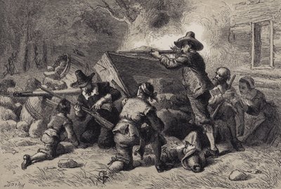 Virginians Defending Themselves Against Indians by after Felix Octavius Carr Darley