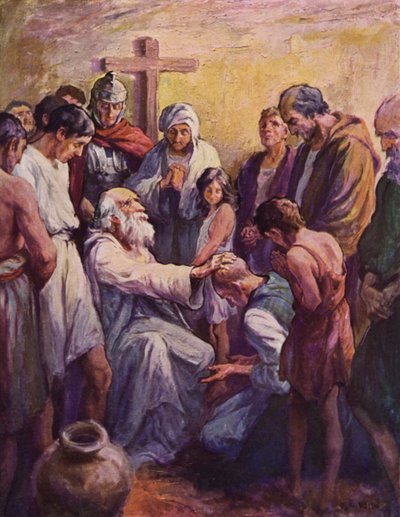 The conversion and blessing of Apoecides by after Frederick Coffay Yohn
