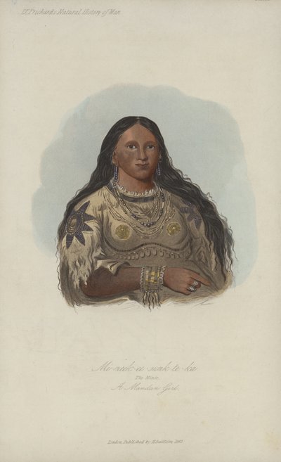 Mi-neek-ee-sunk-te-ka, The Mink, A Mandan Girl (aquatint) by after George Catlin