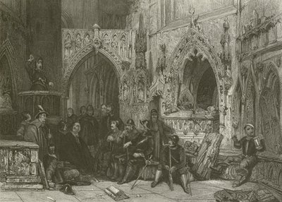 Puritan Soldier Preaching by after George Cattermole