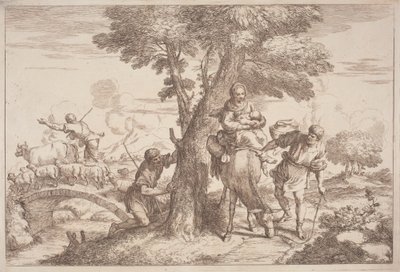 The Flight into Egypt with a Shepherd Watching from Behind a Tree by after Giovanni Benedetto Castiglione Gaetano Zompini