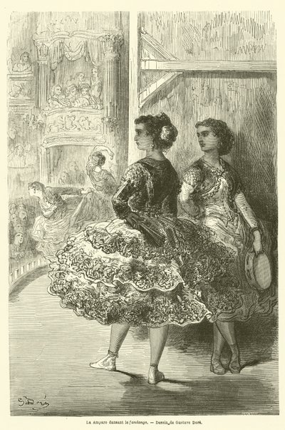 La Amparo Dancing the Fandango by Gustave after Dore