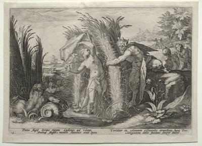 Pan Pursuing Syrinx by after Hendrick Goltzius
