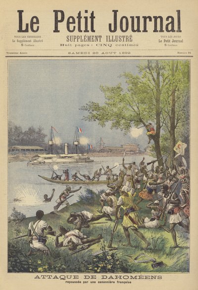 A Dahomean Attack Repelled by a French Gunboat by after Henri Meyer