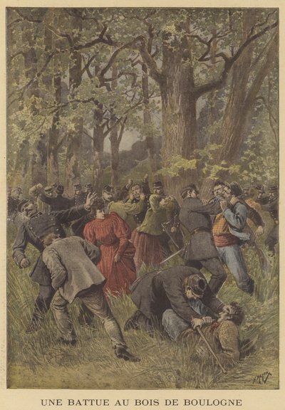 Confrontation Between Police and Vagrants in the Bois de Boulogne by after Henri Meyer