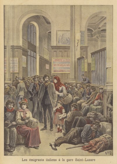 Italian Emigrants to America at the Gare Saint-Lazare by after Henri Meyer