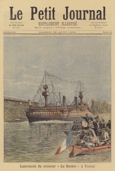 Launch of the Cruiser Le Suchet at Toulon by after Henri Meyer
