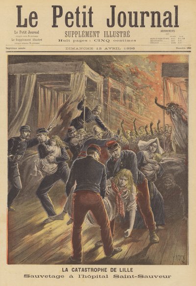 Soldiers Rescuing Patients from a Fire at the Saint-Sauveur Hospital, Lille by after Henri Meyer