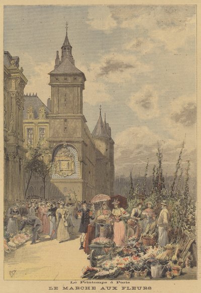 Spring in Paris. The Flower Market by after Henri Meyer
