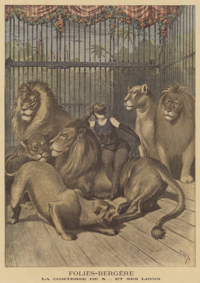 The Countess of X and Her Lions at the Folies-Bergere by after Henri Meyer
