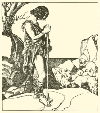 Sir Lamorack herds the swine of Sir Nabon by after Howard Pyle