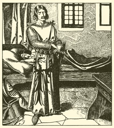 Sir Launcelot takes the armor of Sir Kay by after Howard Pyle