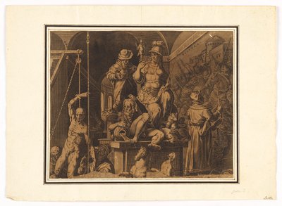 The Practitioners of the Visual Arts (upper half of torn sheet) by after Jan van der Straet, called Stradanus