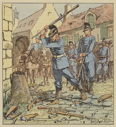 In the Suburb of Aydes, A Bavarian Non-Commissioned Officer Breaks the Chassepots by after Louis Charles Bombled