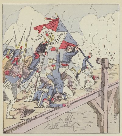 Bonaparte at the bridge of Arcole by after Louis Charles Bombled