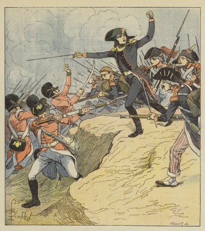 Bonaparte wounded at Toulon by after Louis Charles Bombled