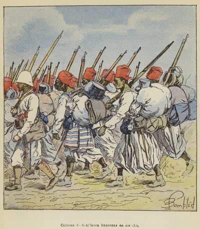 Column of Haussa Sharpshooters on the March by after Louis Charles Bombled