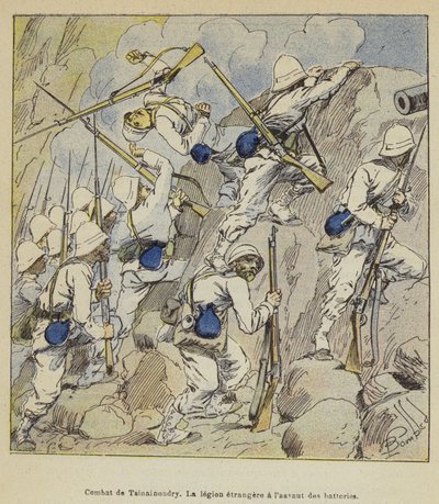 Battle of Tsinainondry, The Foreign Legion Assaulting the Batteries by after Louis Charles Bombled