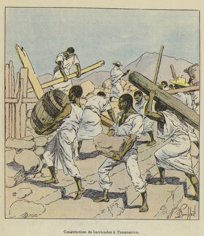 Construction of Barricades in Tananarive by after Louis Charles Bombled