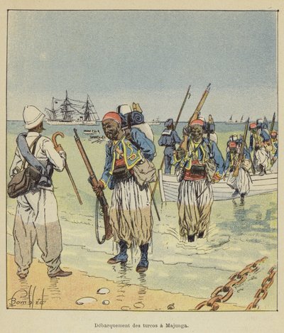 Disembarkation of the Turcos in Majunga by after Louis Charles Bombled