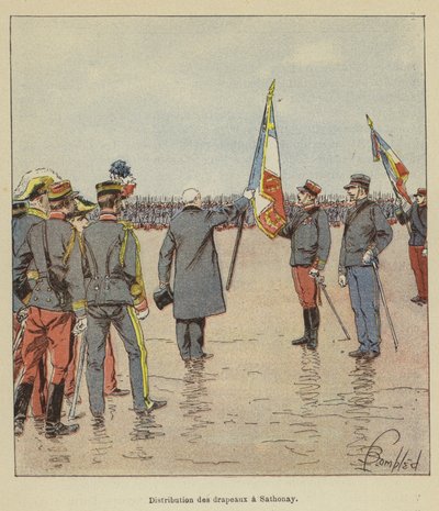 Distribution of Flags in Sathonay by after Louis Charles Bombled