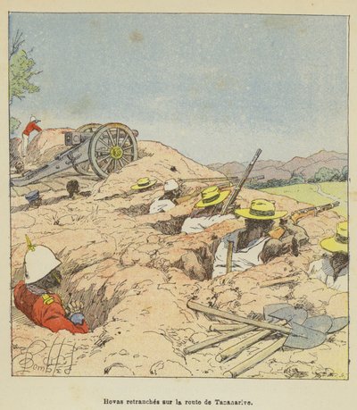 Hovas Entrenched on the Road to Tananarive by after Louis Charles Bombled