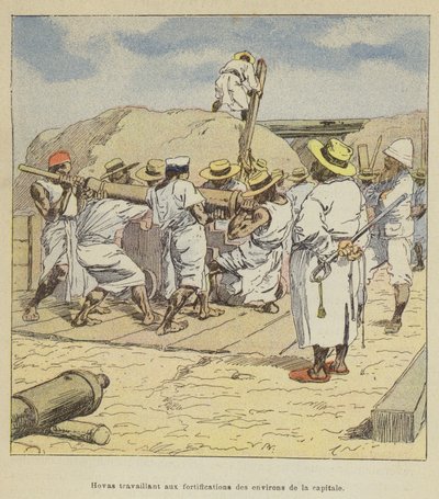 Hovas Working on the Fortifications around the Capital by after Louis Charles Bombled