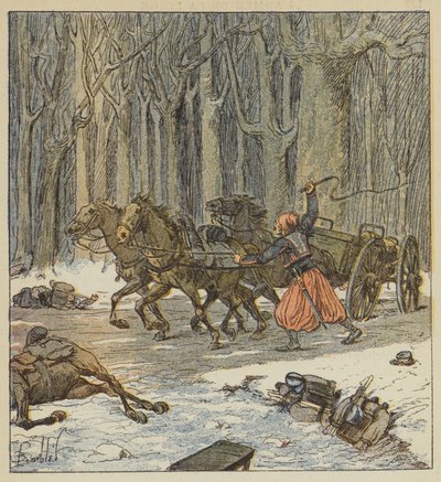 Young Zouave Single-Handedly Bringing Back a Cannon by after Louis Charles Bombled
