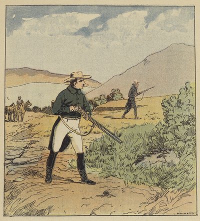 The Emperor hunts partridge by after Louis Charles Bombled