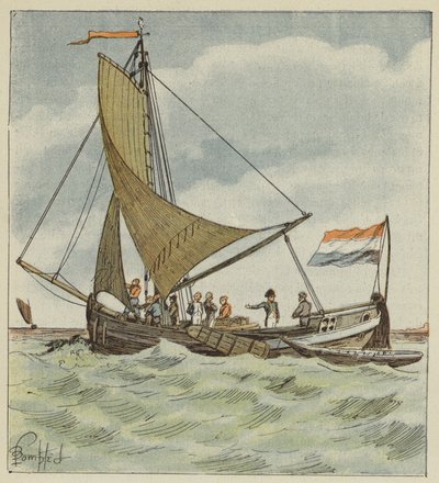 The Emperor donates a boat to a Dutch pilot by after Louis Charles Bombled