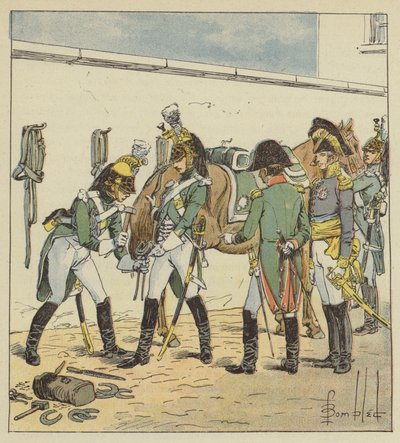 The Emperor inspects the school of Saint-Germain by after Louis Charles Bombled