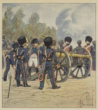 The Emperor himself points the pieces of the guard, at Montereau by after Louis Charles Bombled