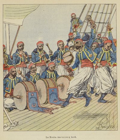 The Nouba of the Turcos on Board by after Louis Charles Bombled