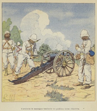 Mountain Artillery Bombarding Hova Positions at Andriba by after Louis Charles Bombled