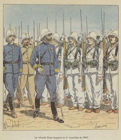 Colonel Bizot Inspects the 3rd Battalion of the 200th by after Louis Charles Bombled