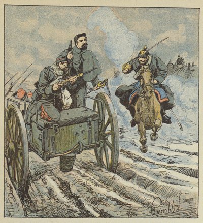 Sergeant Dufresne Defends Himself with a Revolver Against Prussian Cavalrymen by after Louis Charles Bombled