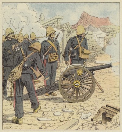The French Firing on the Gate of Choum-Tsche-Men by after Louis Charles Bombled
