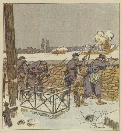 The Franc-Tireurs of Paris Defend the Montsort Cemetery by after Louis Charles Bombled