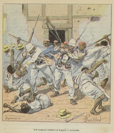 Sergeants Delalbre and Argaud in Antsirabe by after Louis Charles Bombled
