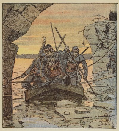 The Volunteers of Cathelineau Cross the Loire at Chateauneuf by after Louis Charles Bombled