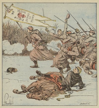The Pontifical Zouaves Attack Loigny by after Louis Charles Bombled