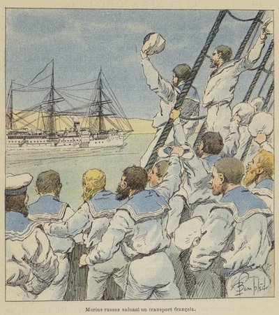 Russian Sailors Saluting a French Transport by after Louis Charles Bombled